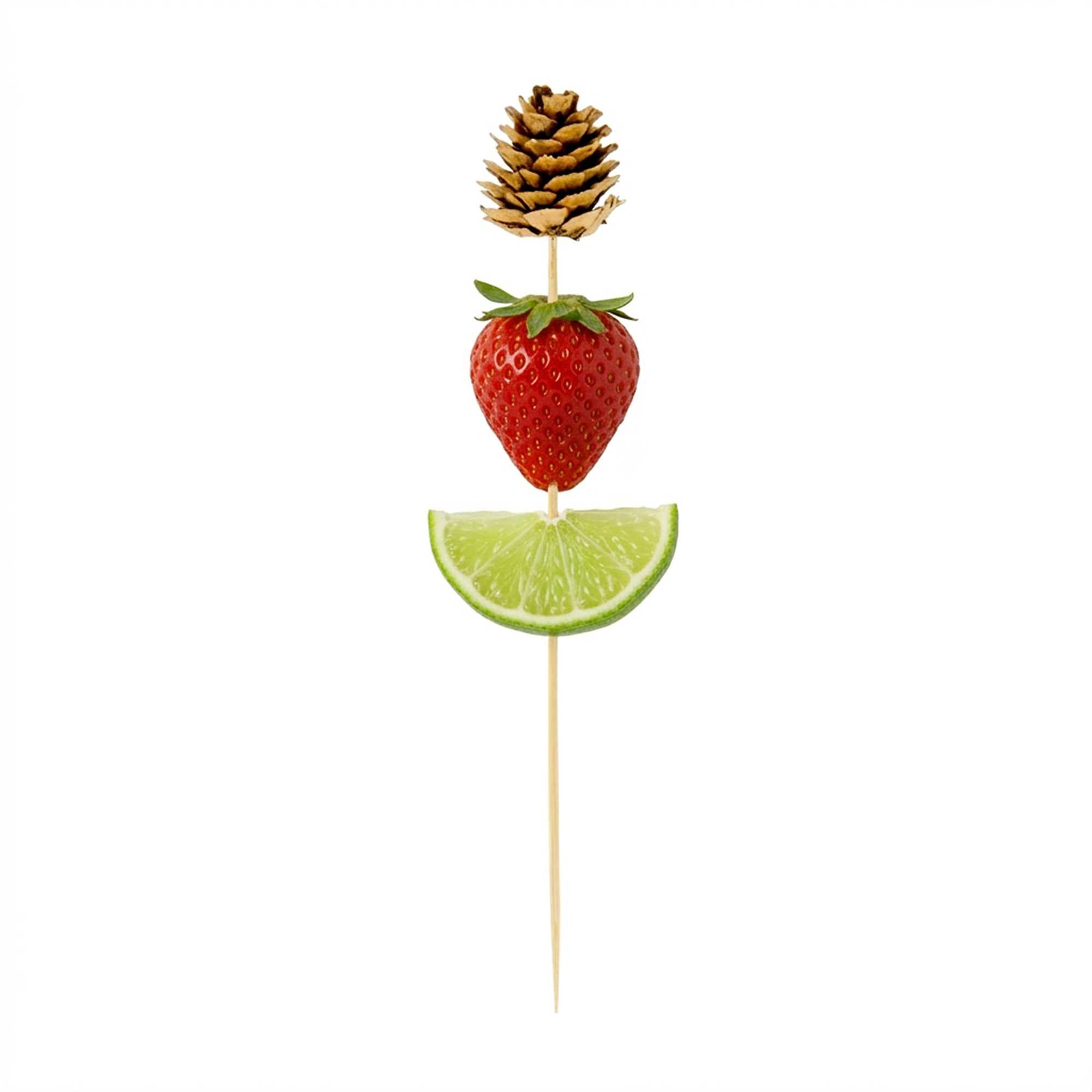Pixy Natural Bamboo Mini Pine Cone Skewer - 6" x 3/4" x 3/4" - 100 count box
