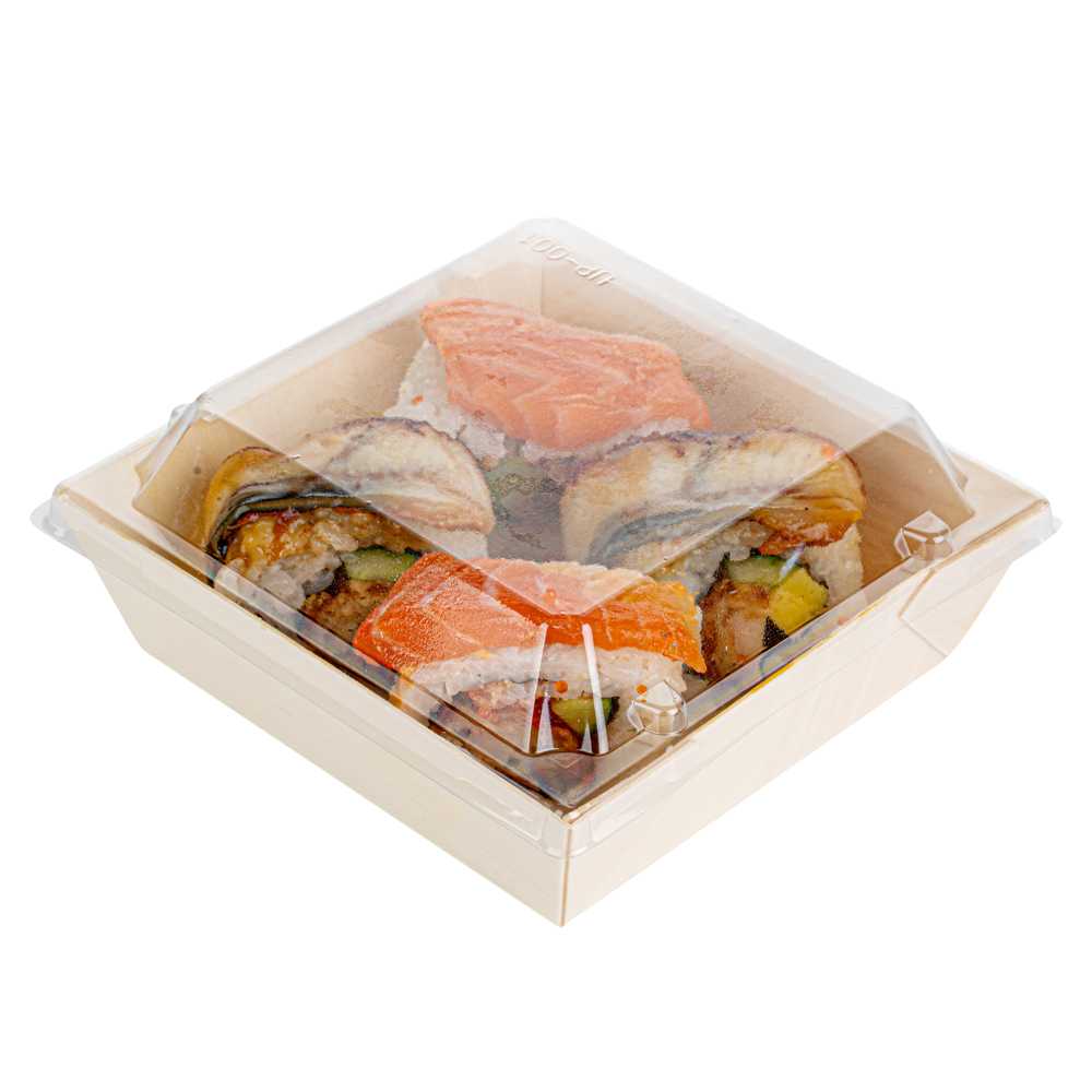 Taipei Clear Plastic Lid - Fits Square Poplar Flare Container - 1000 count box