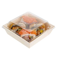 Taipei Clear Plastic Lid - Fits Square Poplar Flare Container - 1000 count box