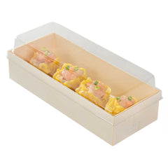 Taipei Clear Plastic Lid - Fits Rectangle Poplar Long Straight Container - 600 count box