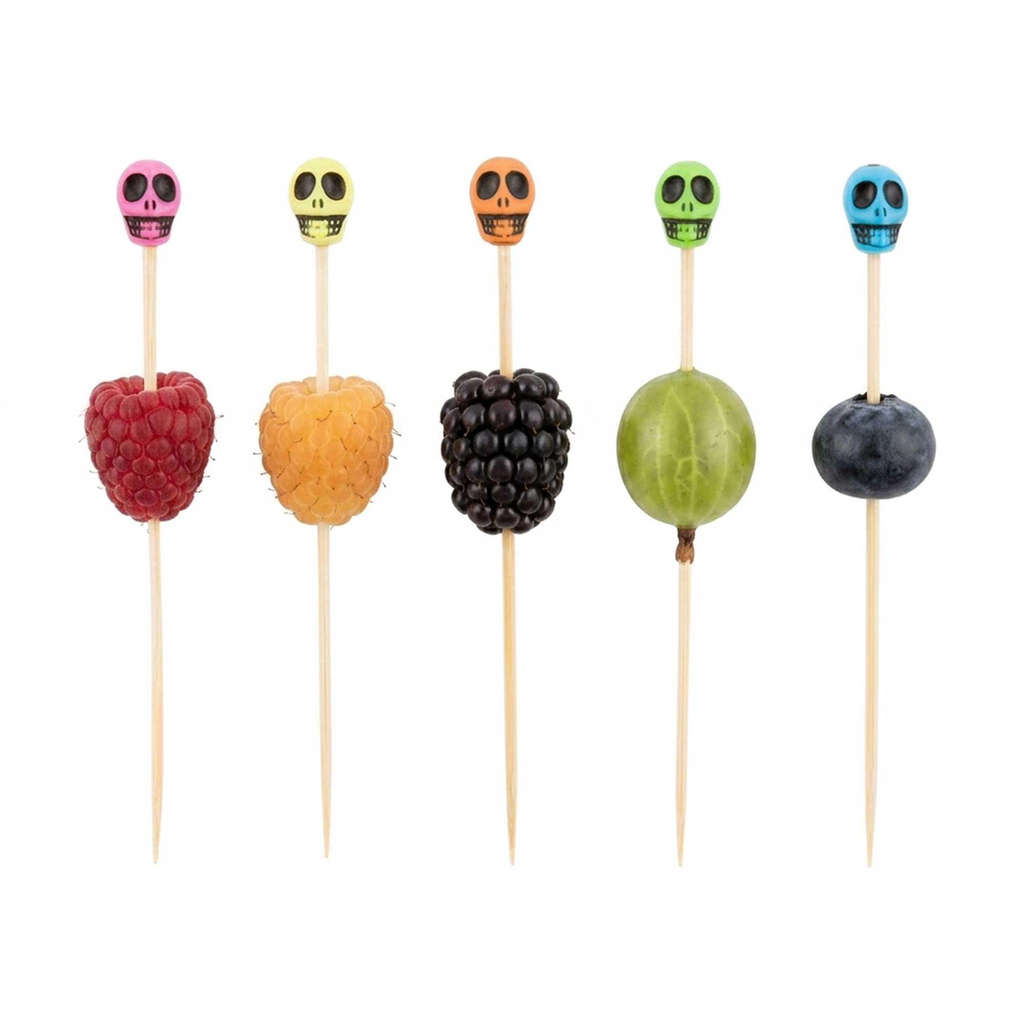 Pixy Assorted Bamboo Skull Pick - 4" - 10000 count box