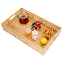 Rectangle Natural Bamboo Serving Tray - with Handles - 20 3/4