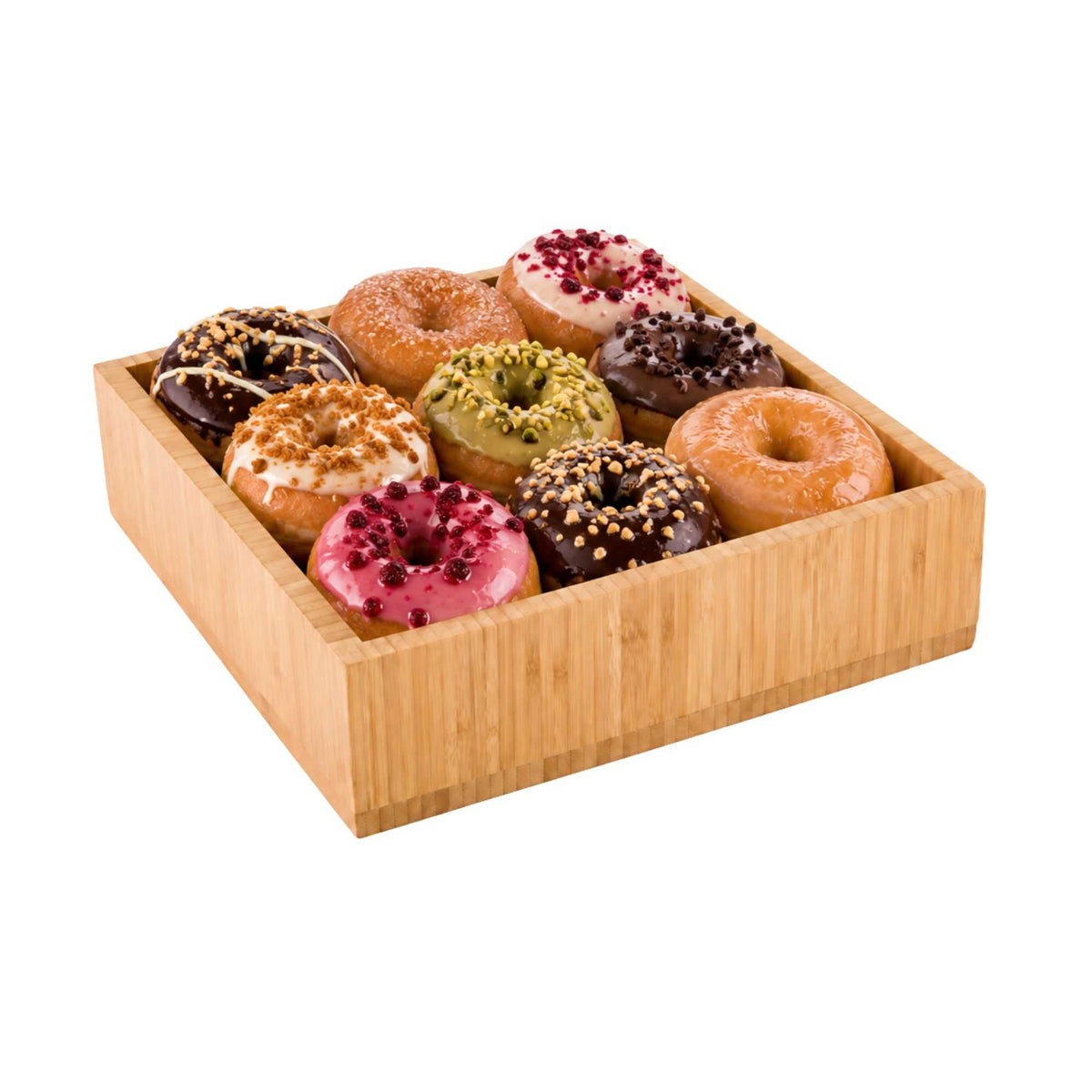 Nature Tek Square Natural Bamboo Large Tray - 11 3/4" x 11 3/4" x 3 1/4" - 1 count box