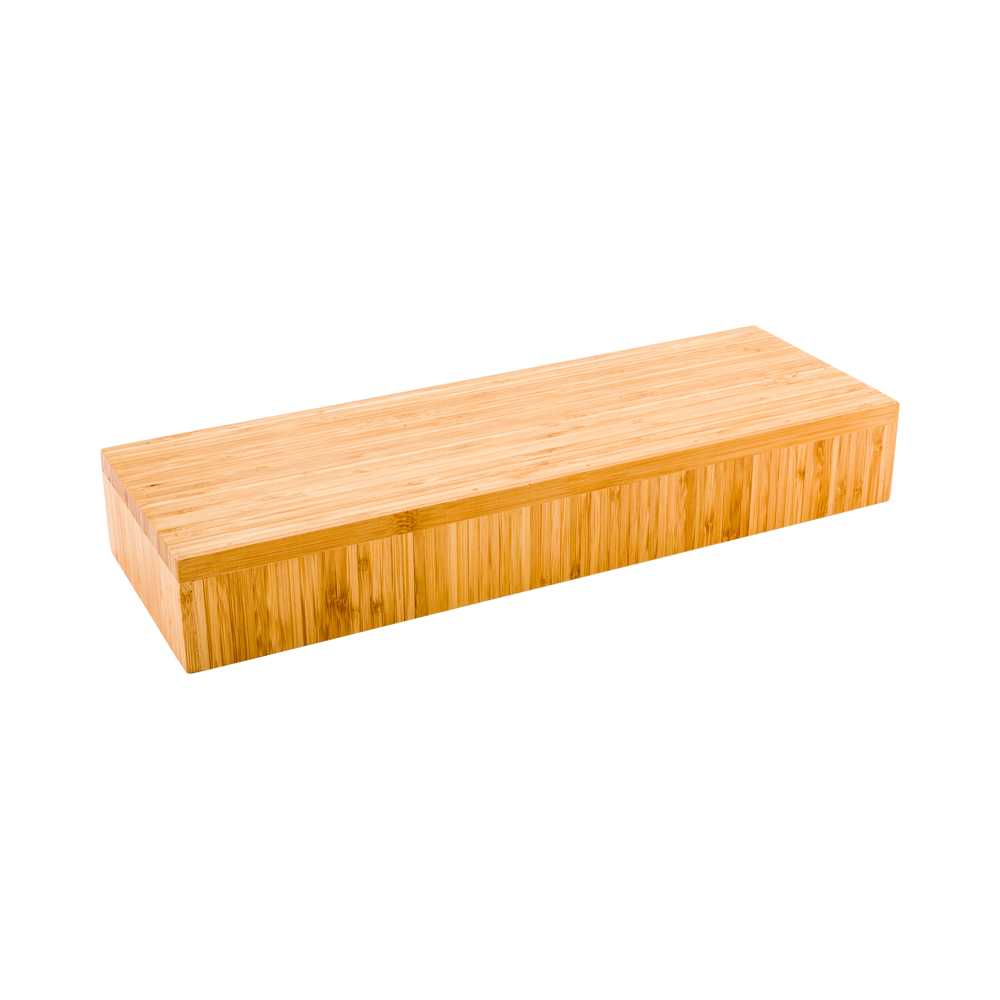 Cater Tek Rectangle Natural Bamboo Short Riser - 20 1/2" x 7" x 3 1/4" - 5 count box
