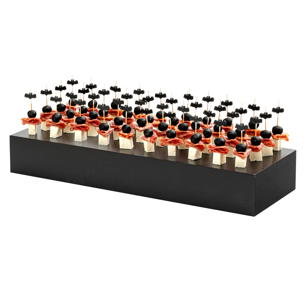 Rectangle Black Bamboo Short Riser - 20 1/2'' x 7'' x 3 1/4'' - 1 count box