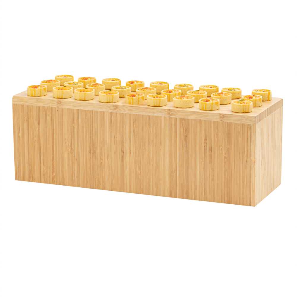 Cater Tek Rectangle Natural Bamboo Medium Riser - 20 1/2" x 7" x 7" - 4 count box
