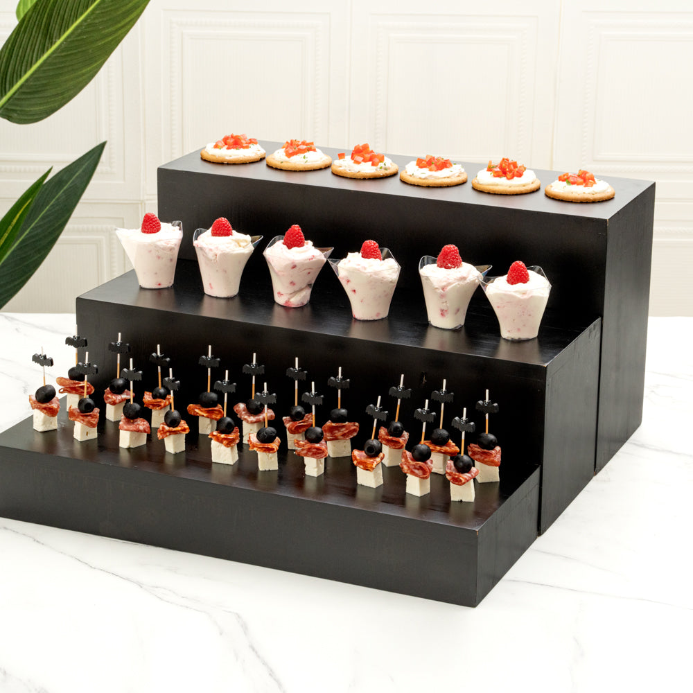 Rectangle Black Bamboo Tall Riser - 20 1/2'' x 7'' x 11'' - 1 count box