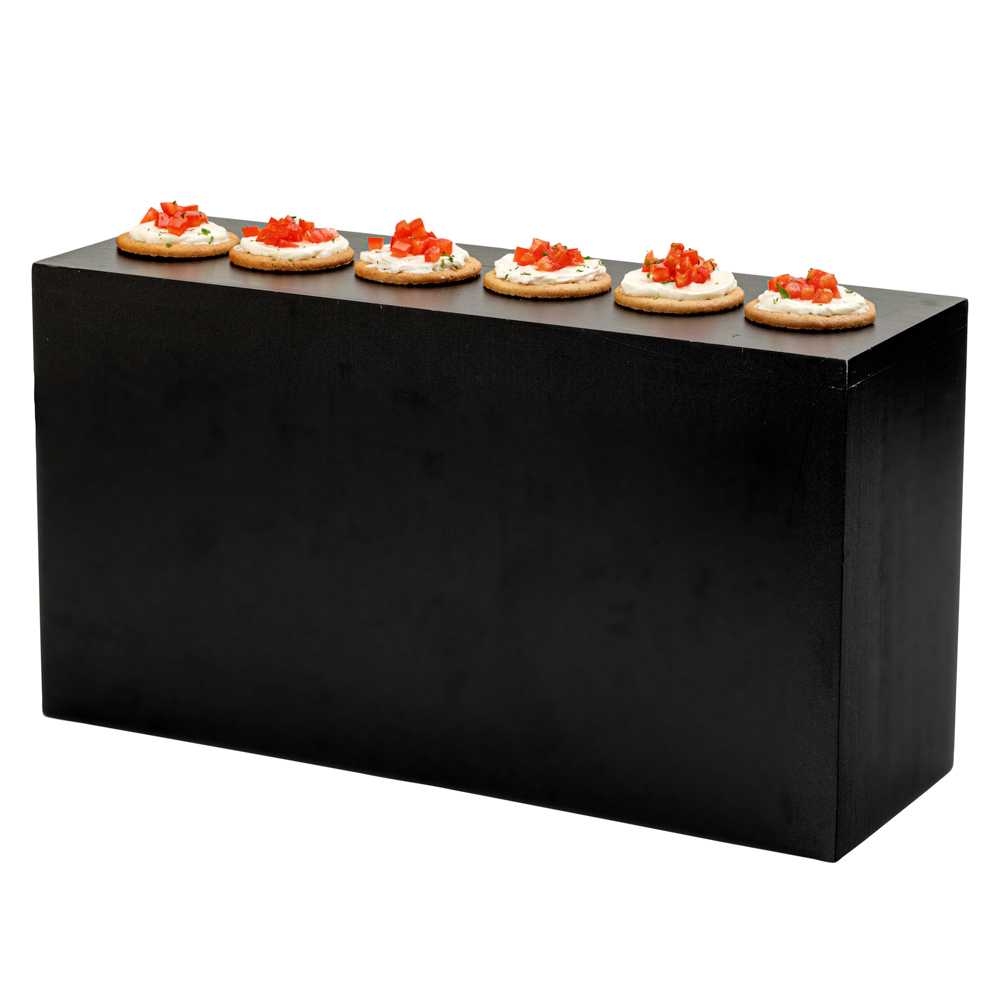 Cater Tek Rectangle Black Bamboo Tall Riser - 20 1/2" x 7" x 11" - 6 count box