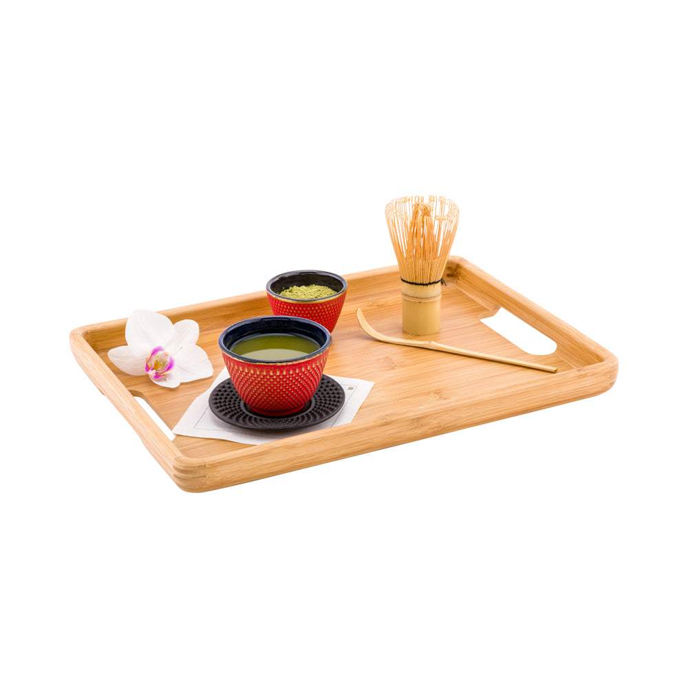 Nature Tek Rectangle Natural Bamboo Serving Tray - with Handles - 13 1/ ...