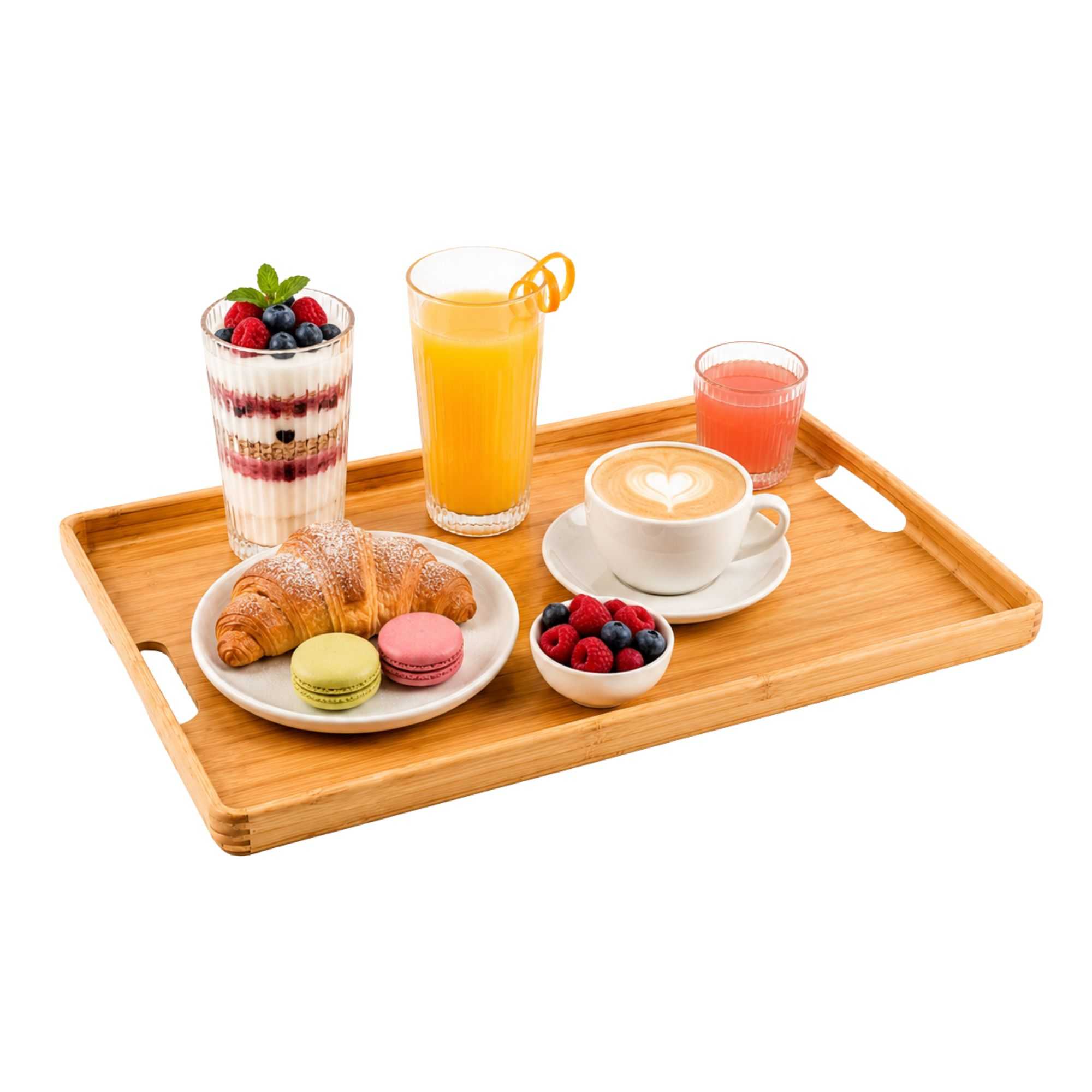 Nature Tek Rectangle Natural Bamboo Serving Tray - with Handles - 19 3/4" x 14" x 1" - 1 count box