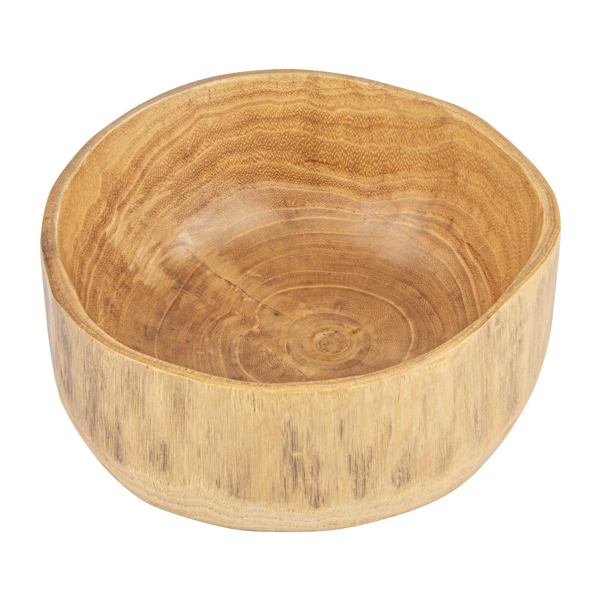 Nature Tek 64 oz Round Natural Wood Serving Bowl - 9 1/4" x 8 1/4" x 3 1/2" - 1 count box