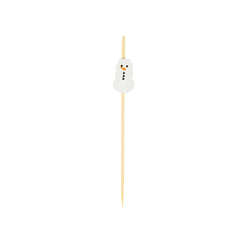 Pixy White Bamboo Snowman Pick - 3 1/2