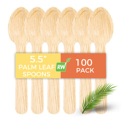 Indo Round Natural Palm Leaf Spoon - 5 1/2