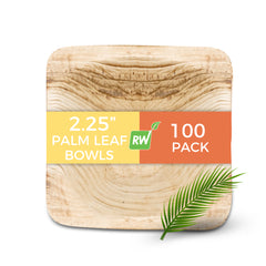 Indo 2 oz Square Natural Palm Leaf Bowl - 2 1/4
