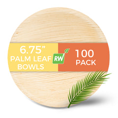 Indo 9 oz Round Natural Palm Leaf Bowl - 6 3/4