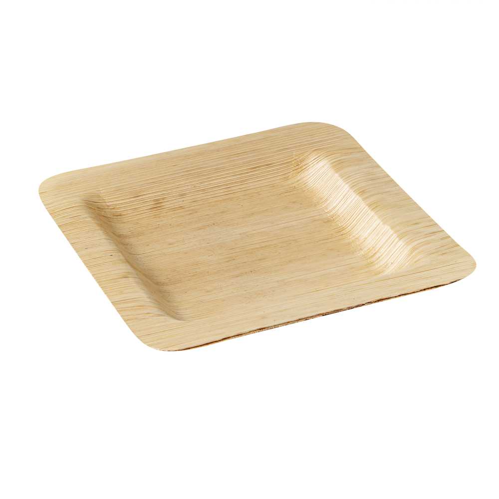 Bambuddha Square Natural Bamboo Plate - 4 3/4" x 4 3/4" x 1/2" - 1000 count box