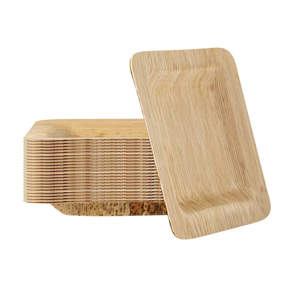 Bambuddha Square Natural Bamboo Plate - 4 3/4" x 4 3/4" x 1/2" - 1000 count box