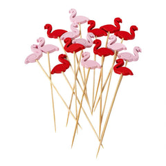 Pixy Red and Pink Bamboo Flamingo Pick - 4 3/4