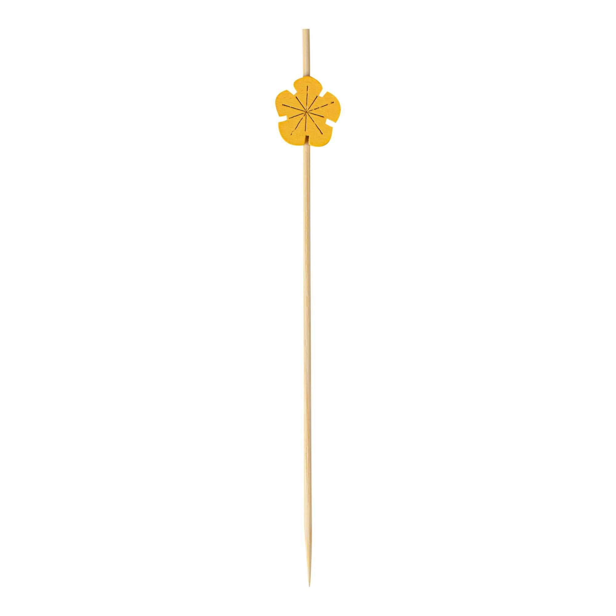 Pixy Yellow Bamboo Flower Pick - 4 3/4" - 1000 count box