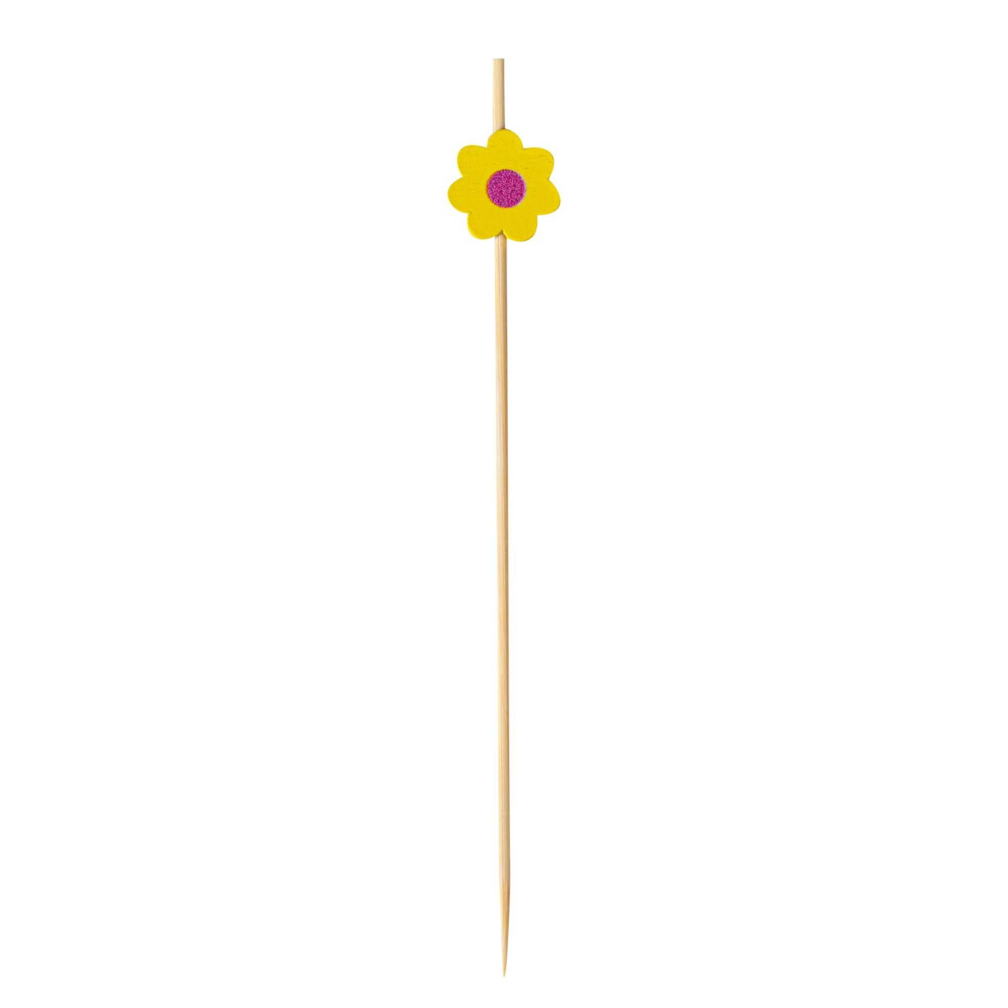 Pixy Yellow Bamboo Sunflower Pick - 4 3/4" - 1000 count box