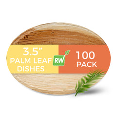 Indo Egg-Shaped Natural Palm Leaf Tasting Dish - 3 1/2