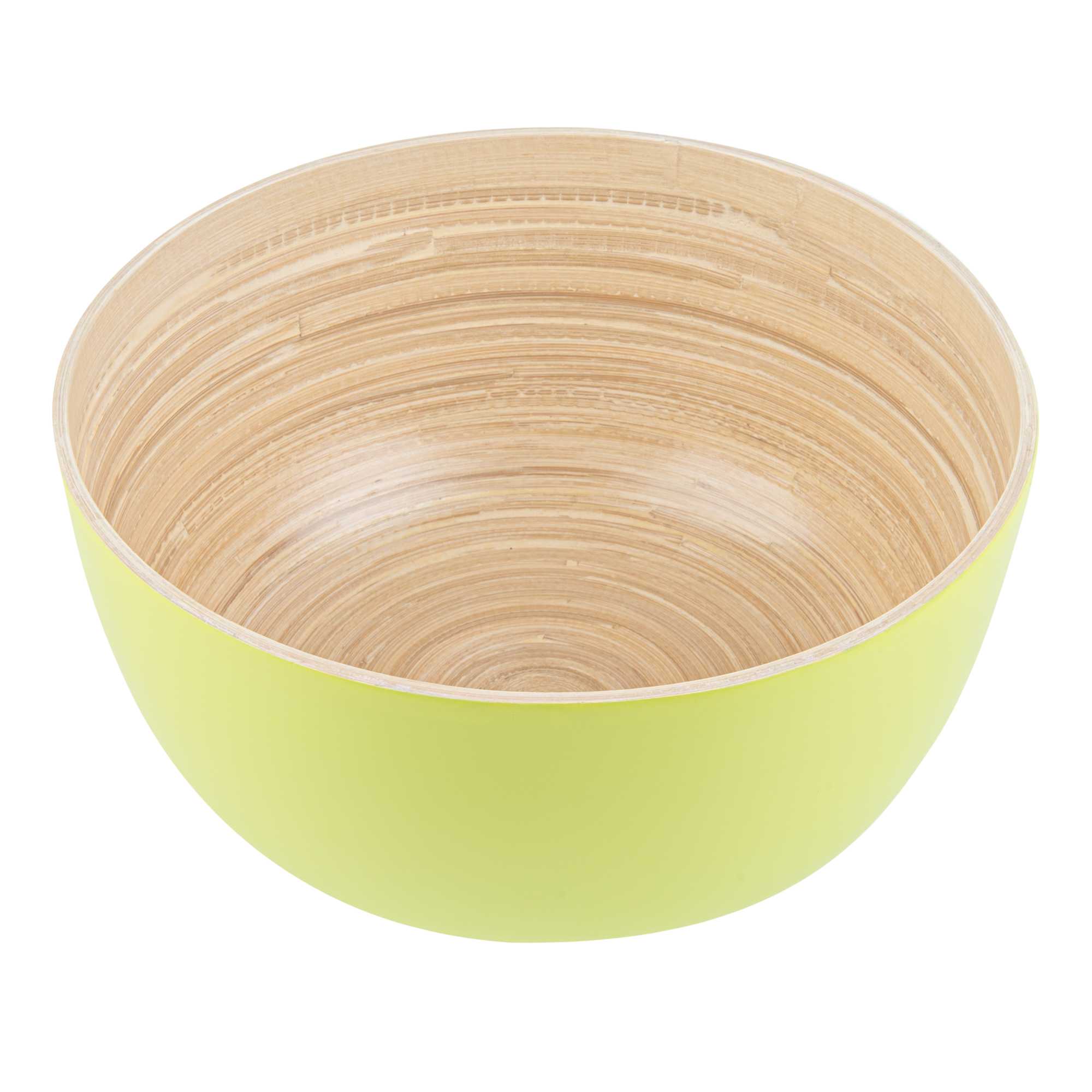 Bambuddha 30 oz Round Green Spun Bamboo Large Salad Bowl - 11" x 11" x 5 1/2" - 8 count box