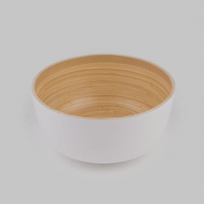 Bambuddha 30 oz Round White Spun Bamboo Large Salad Bowl