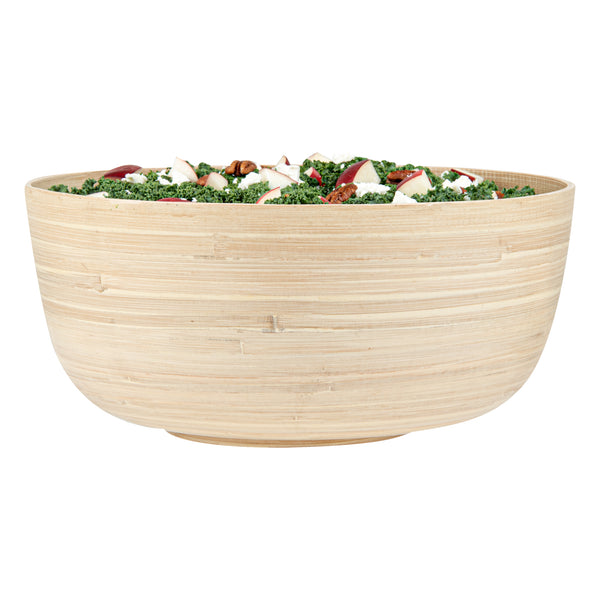 Bambuddha 51 oz Round Natural Spun Bamboo Extra Large Salad