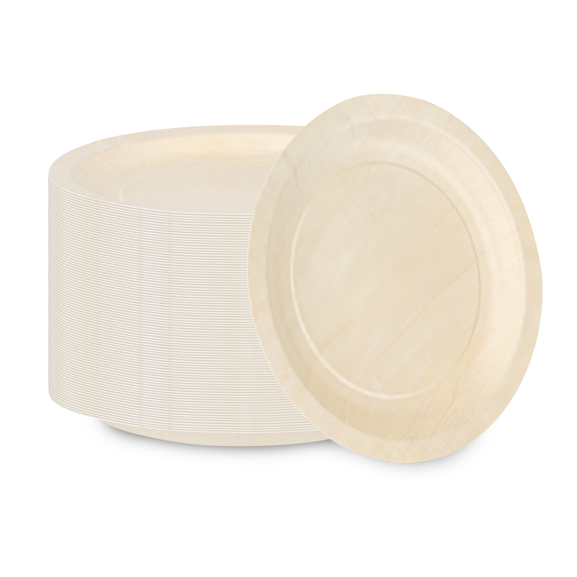 Taipei Round Natural Poplar Plate - 9 1/2'' x 9 1/2'' x 1/2'' - 200 count box