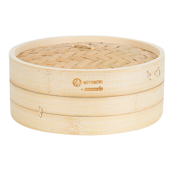 bambus stokker Motomori Round Natural Bamboo Steamer - 10'' x 10'' x 4''