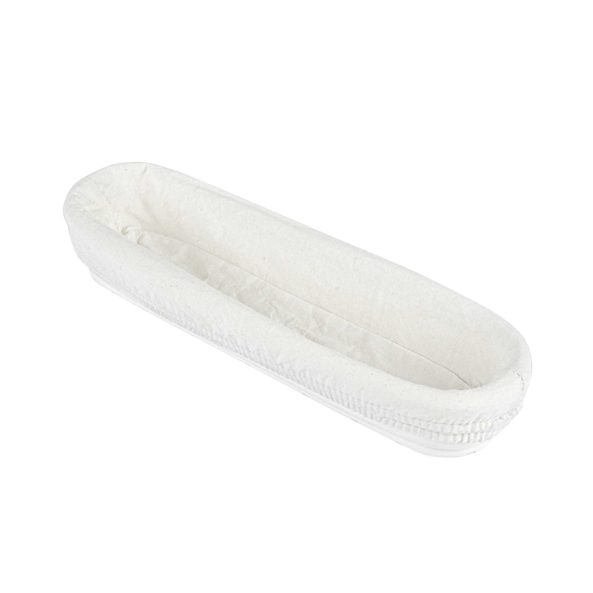 Pastry Tek Rattan Long Oval Natural Banneton Proofing Basket - with 2 Cotton Liners - 13 1/2" x 4" x 2 1/4" - 10 count box