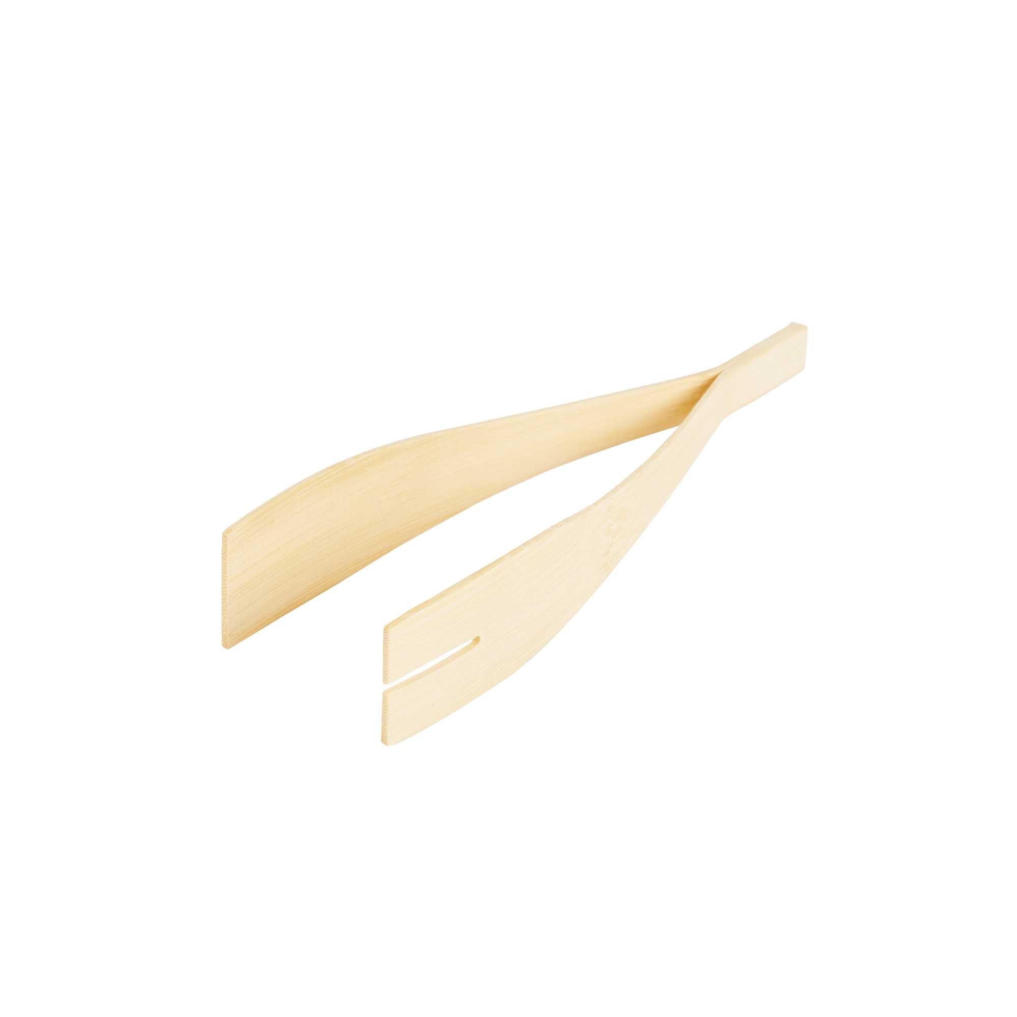 Bambuddha Natural Bamboo Serving Tongs - 8 3/4" x 2 3/4" x 1 3/4" - 12 count box
