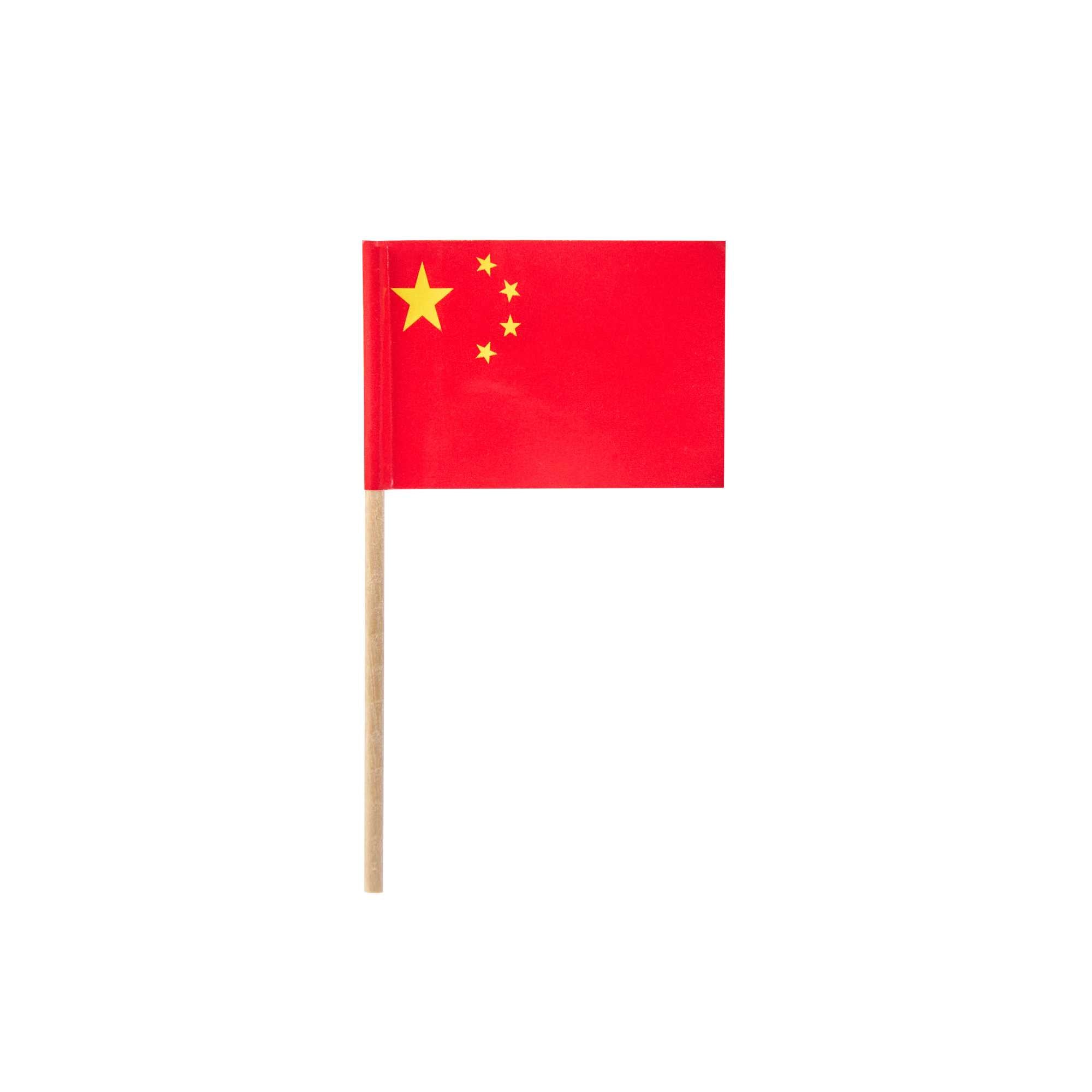 Chef 101 Chinese Flag Food Pick - 2 1/2" - 10000 count box