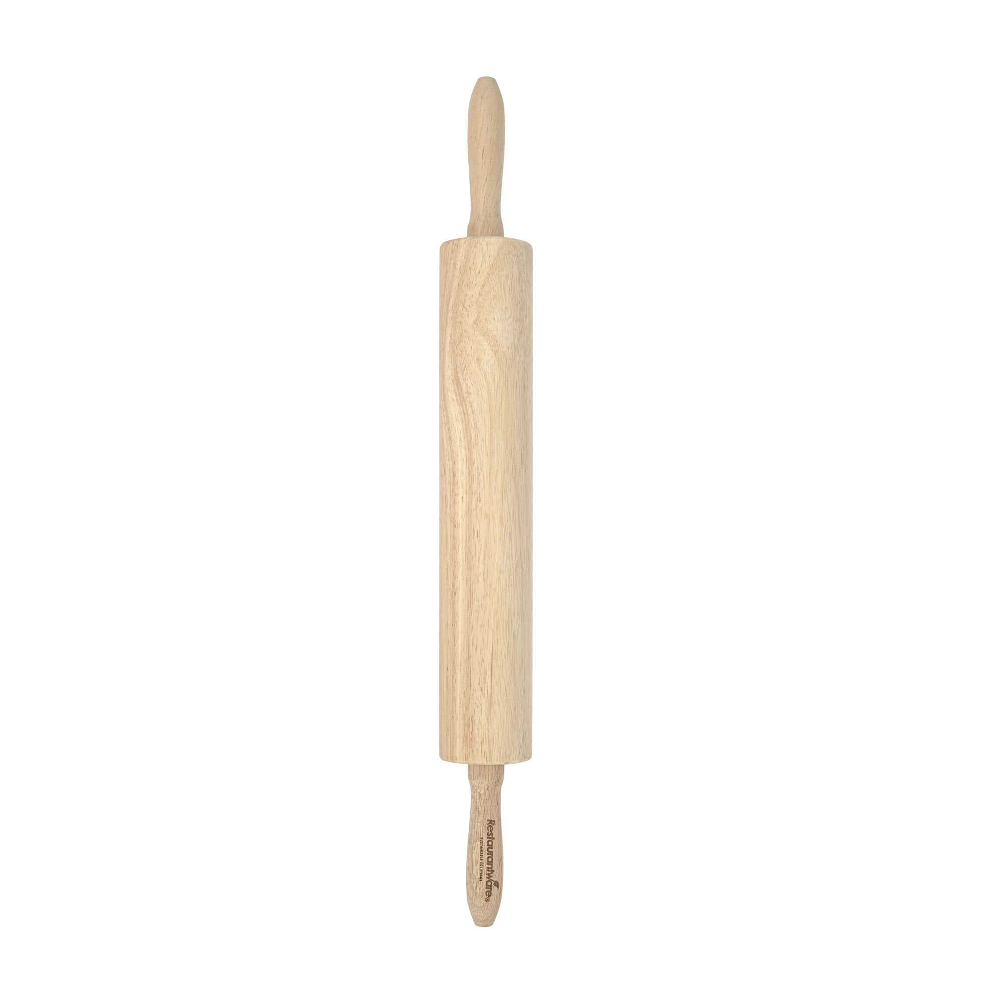 Pastry Tek 13" Rubberwood Rolling Pin - 21 1/4" × 2 1/4" × 2 1/4" - 10 count box
