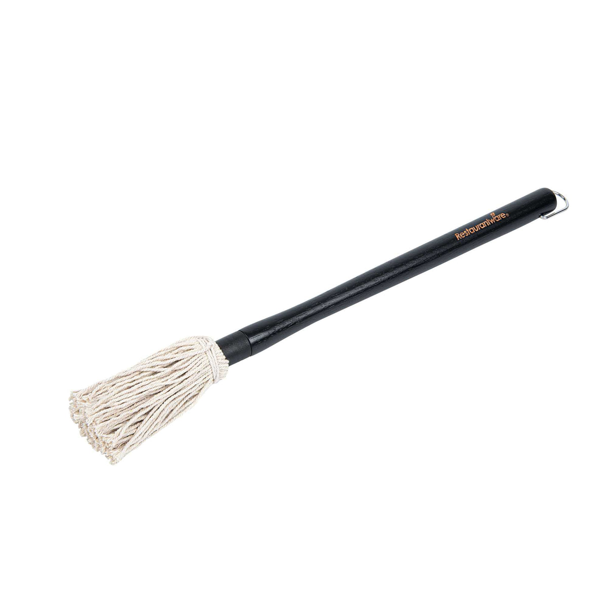 Chef 101 Cotton BBQ Basting Mop - with Black Wooden Handle, Replaceable Head - 18" x 1 3/4" x 1 3/4" - 1 count box