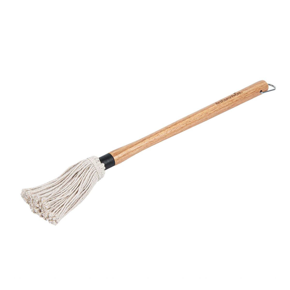 Chef 101 Cotton BBQ Basting Mop - with Brown Wooden Handle, Replaceable Head - 18" x 1 3/4" x 1 3/4" - 1 count box