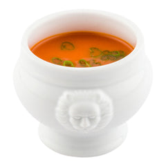 6 oz Round White Porcelain Lion Head Soup Bowl - 4