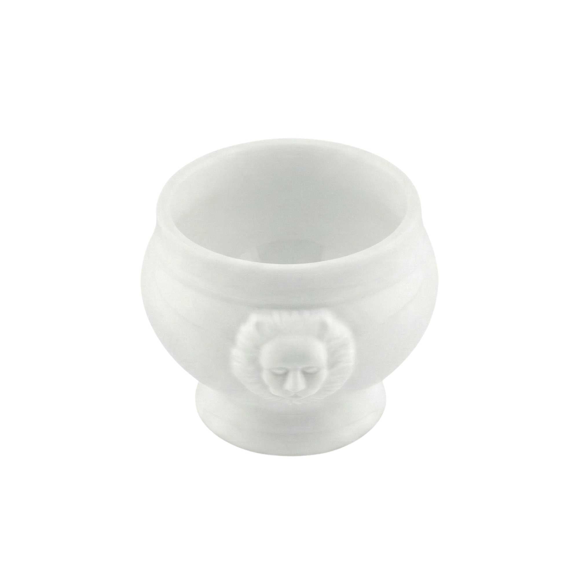 Chef 101 6 oz Round White Porcelain Lion Head Soup Bowl - 4" x 3 1/4" x 2 1/2" - 60 count box