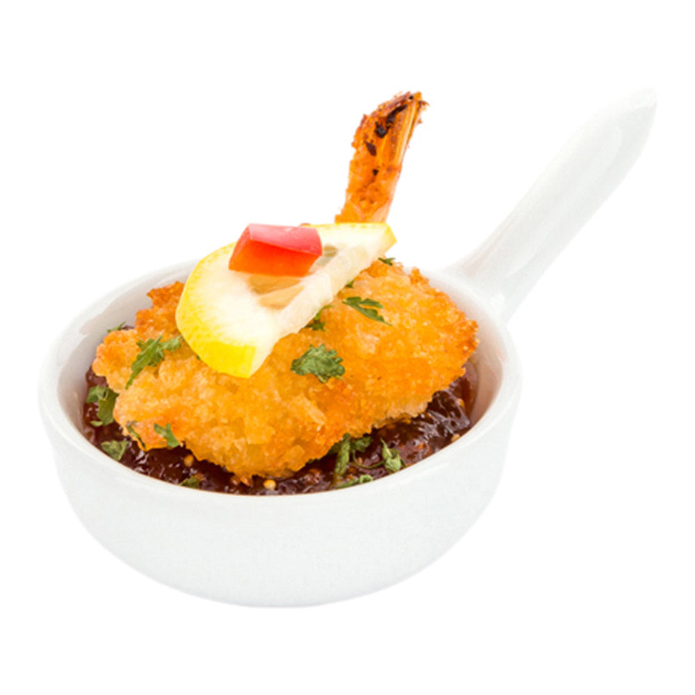 Chef 101 2 oz Round White Porcelain Mini Sauce Pan - 2 1/4