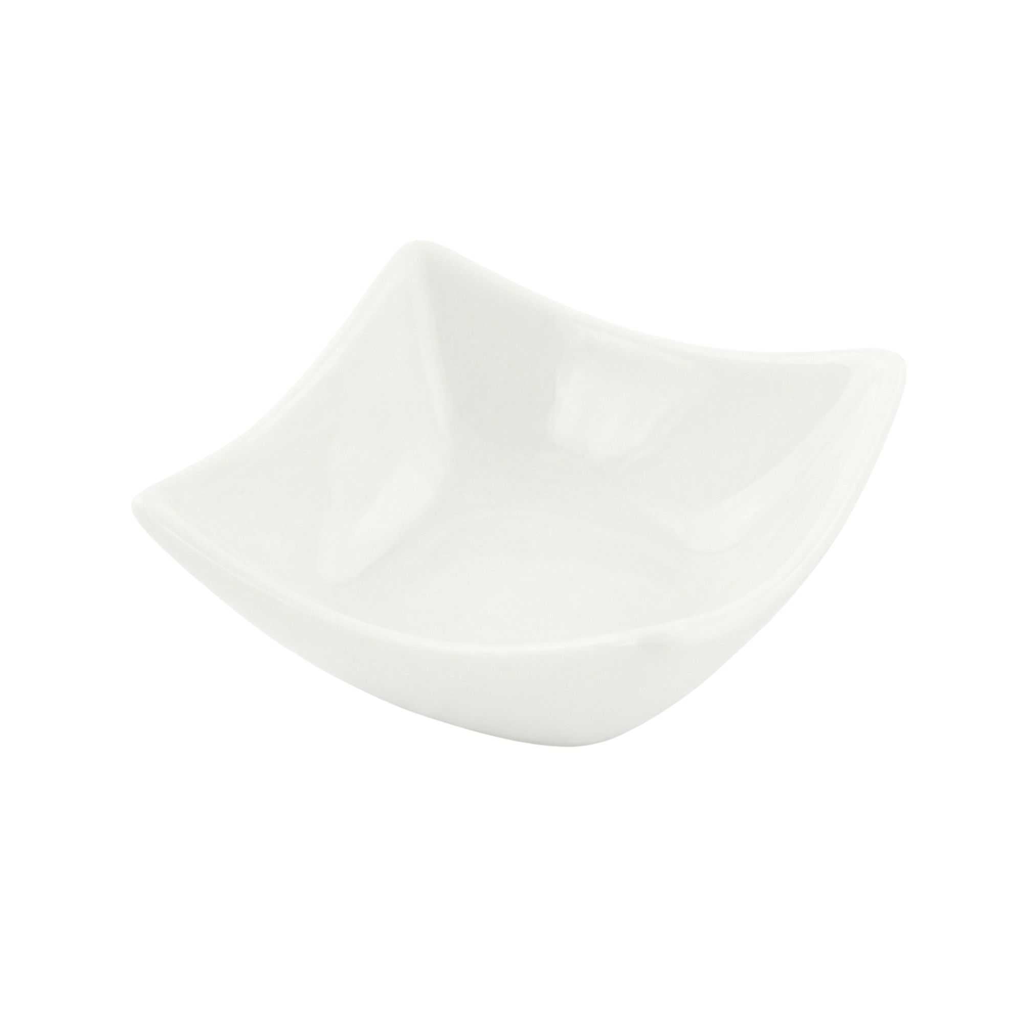 Chef 101 2 oz Square White Porcelain Mini Cocktail Bowl - 3" x 3" x 1 1/4" - 120 count box