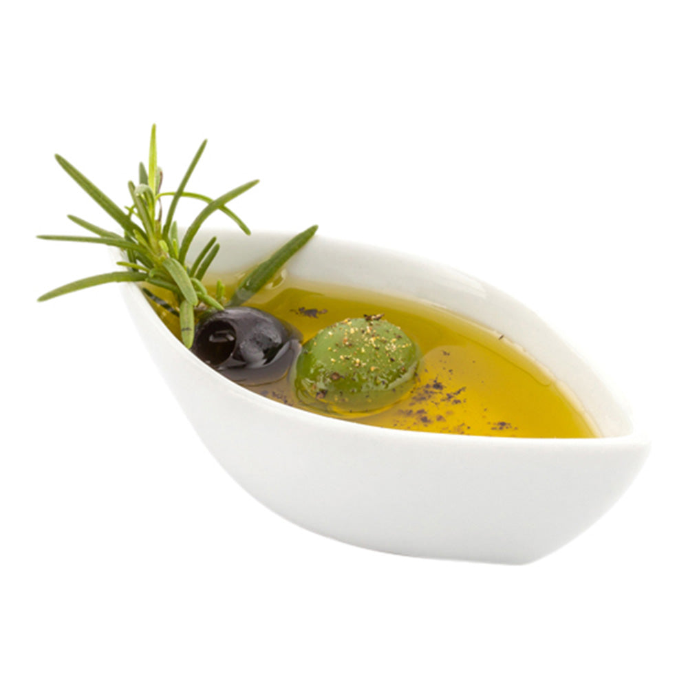 Chef 101 2 oz Oval White Porcelain Mini Canoe Dish - 4