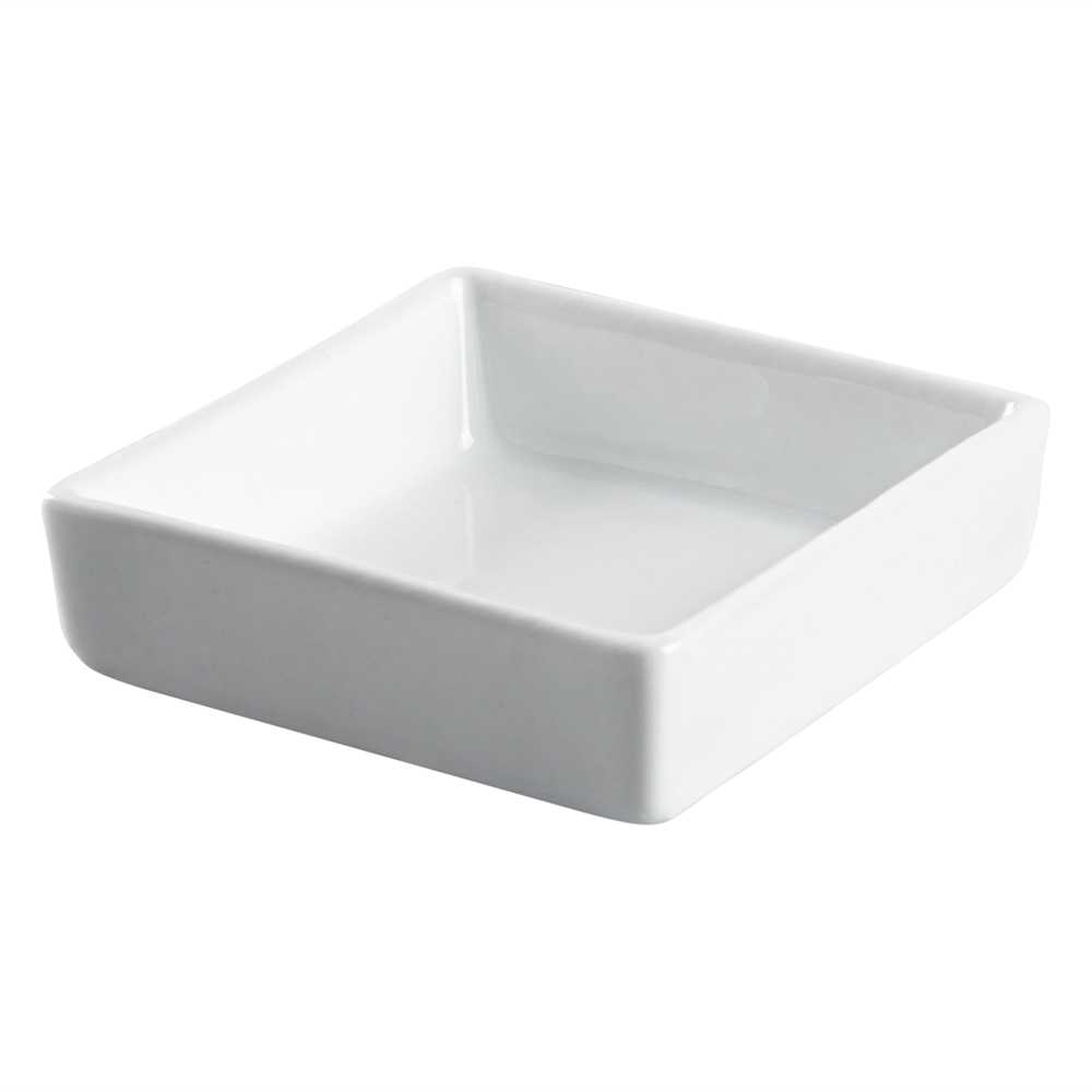 Chef 101 Square White Porcelain Mini Dish - 2 1/2" x 2 1/2" x 3/4" - 240 count box