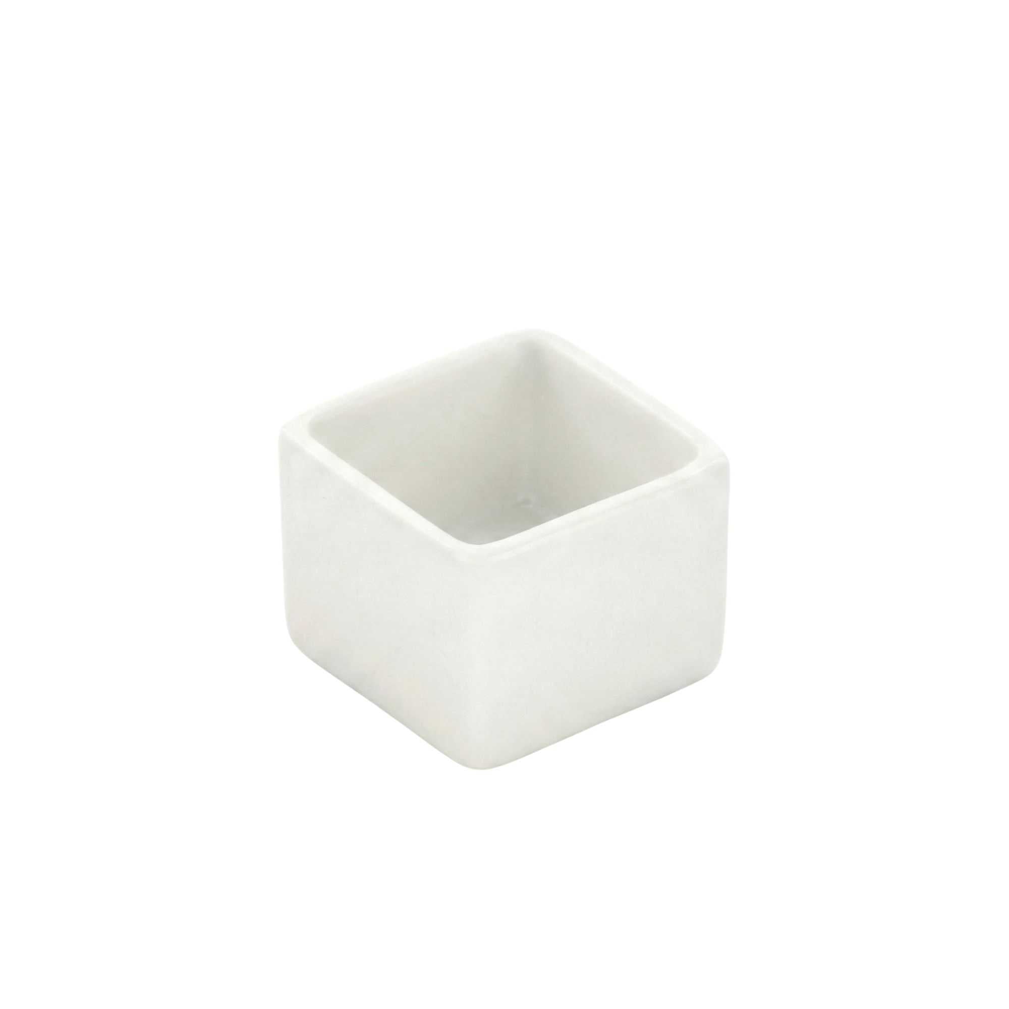 Chef 101 1 oz Square White Porcelain Mini Quadrato Dish - 1 1/2" x 1 1/2" x 1 1/4" - 10 count box