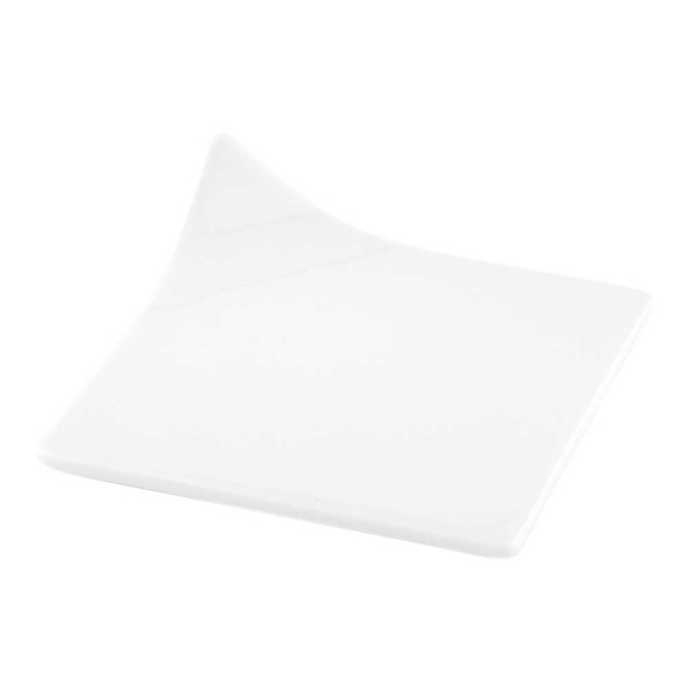 Chef 101 Square White Porcelain Modern Flare Plate - 4" x 4" x 1" - 80 count box