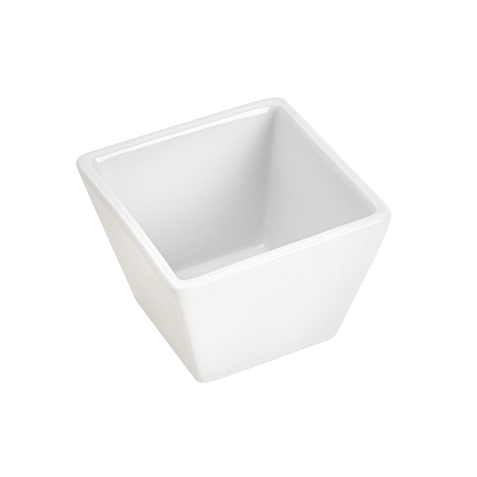 Chef 101 6 oz Square White Porcelain Kova Bowl - 3 1/2" x 3 1/2" x 2 1/2" - 10 count box