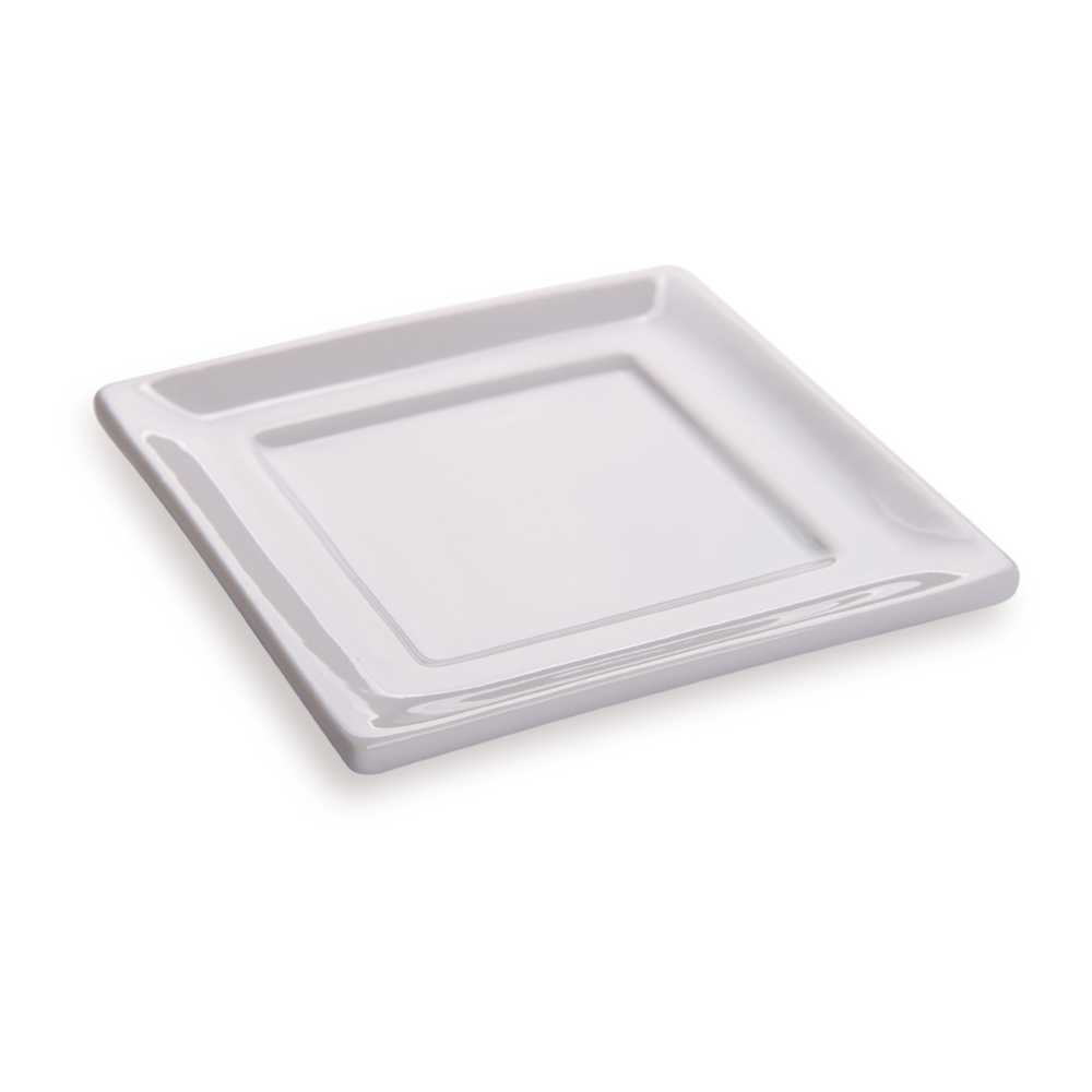 Chef 101 Rectangle White Porcelain Mini Flat Modern Plate - 3 1/2" x 3 1/2" - 120 count box
