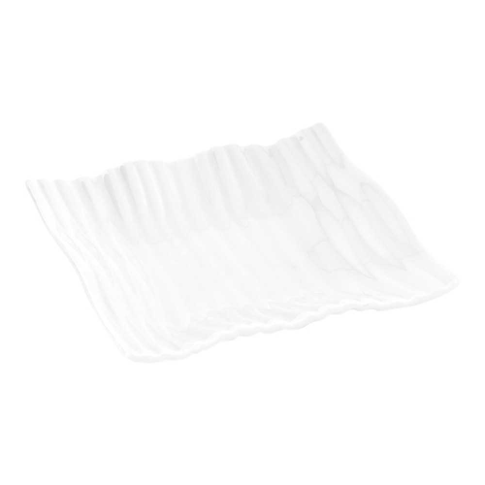 Chef 101 Rectangle White Porcelain Piega Plate - 4" x 4" x 1" - 120 count box