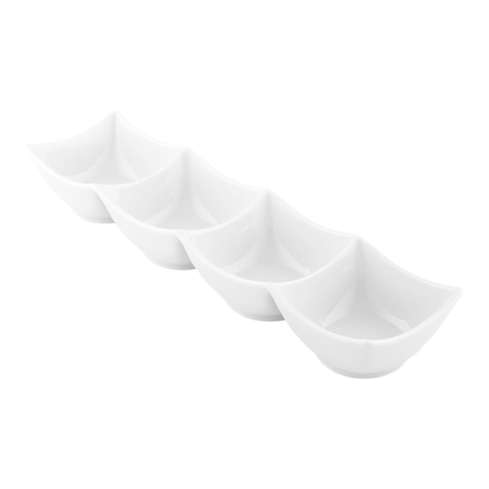 Chef 101 24 oz Square White Porcelain Cocktail Bowl Set - 14 3/4" x 3 3/4" x 2 1/4" - 1 count box