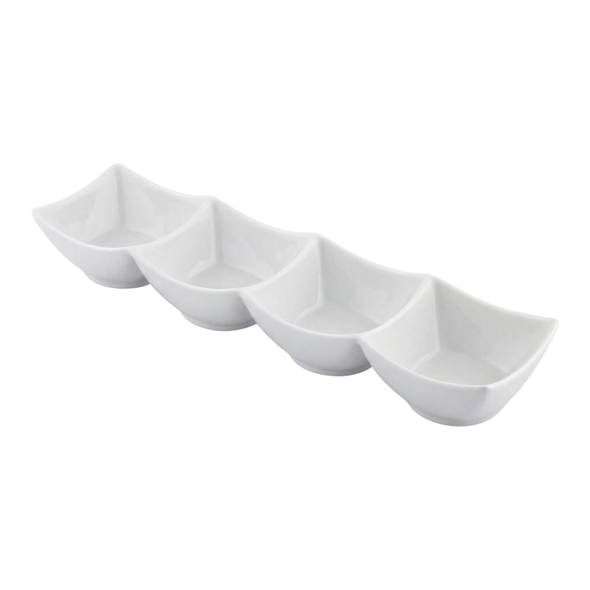 Chef 101 24 oz Square White Porcelain Cocktail Bowl Set - 14 3/4" x 3 3/4" x 2 1/4" - 1 count box