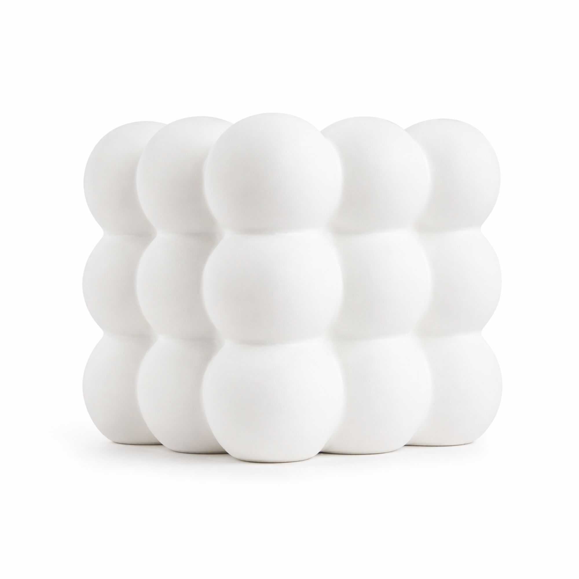 Table Art White Ceramic Bubble Cube Vase - 4 1/2'' x 4 1/2'' x 4 1/4 ...